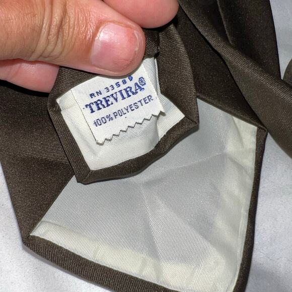 CLASSIC BROWN TIE STYLISH MEN ACCESSORY TREVIRA POLYESTER - Picture 2 of 2